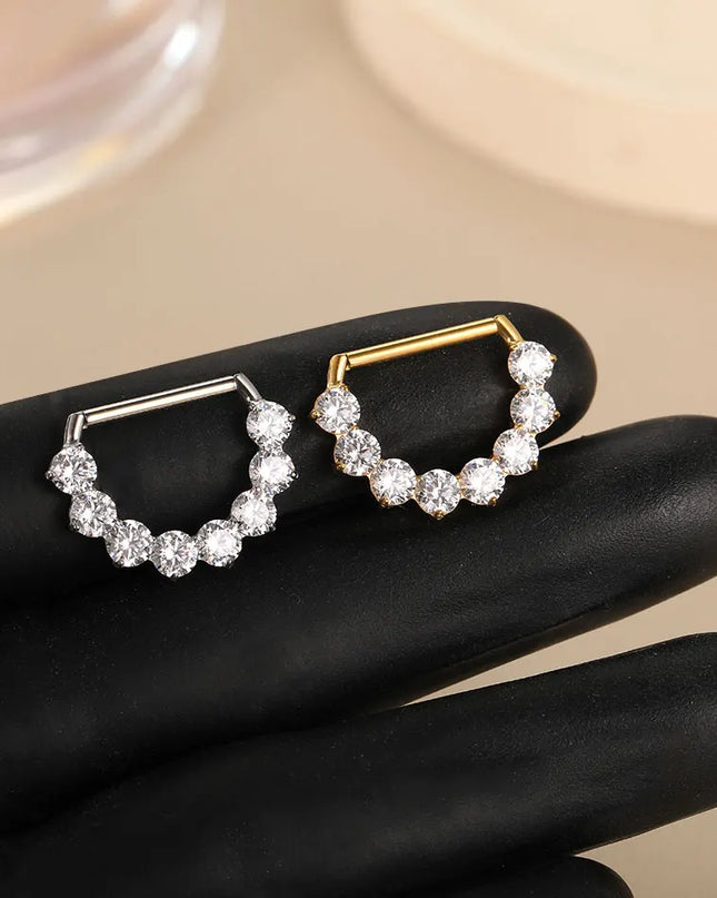 1Pc G23 Titanium CZ Zircon D Shape Nipple Piercing Ring 14G 14mm Nipple Barbell Jewelry Women Girl Nipple Shield Jewelry
