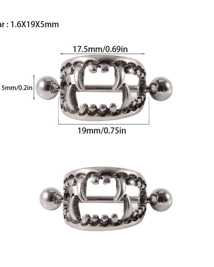 1/2PCS Punk Teeth Nipple Rings Shield Cover Barbell Nipple Piercings for Women Sexy Teeth Body Piercing Jewelry