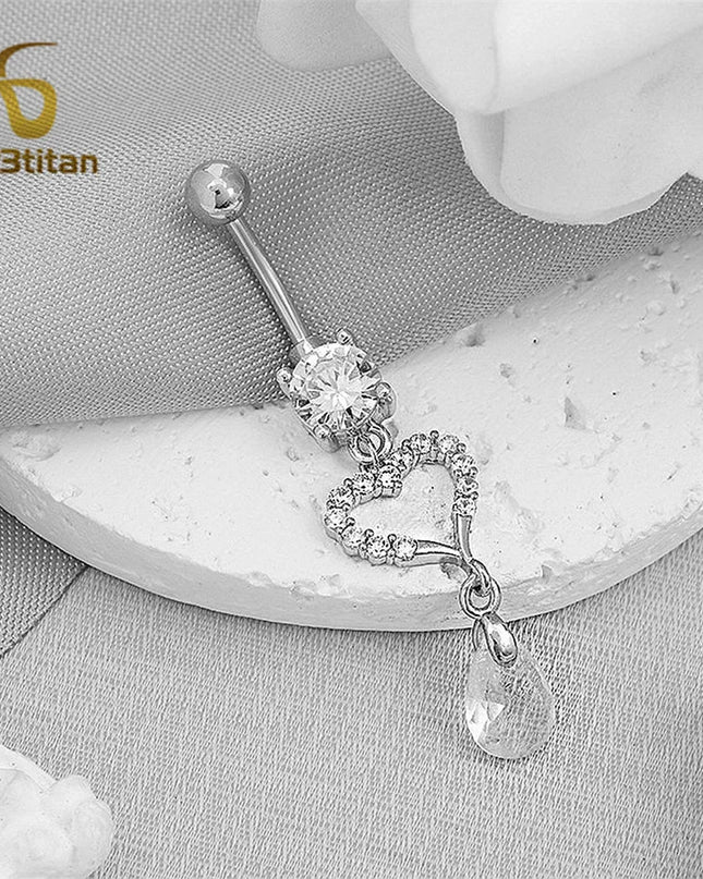 Long Belly Button Rings for Women 14G Titanium Bar Butterfly Heart Charms Dangle Navel Piercing Jewelry Beach Sexy Accessories