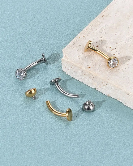 1/5PCS Titanium Curved Belly Button Rings 14G CZ Floating Belly Button Rings 10mm Navel Piercing Labret Lip Stud Women Jewelry