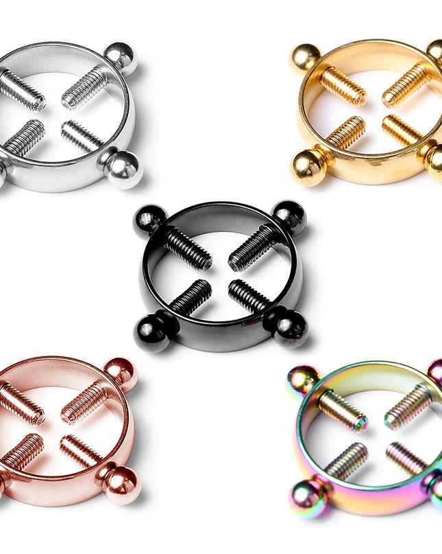 1Pcs Stainless steel cross nipple ring with adjustable nipple clip without piercing