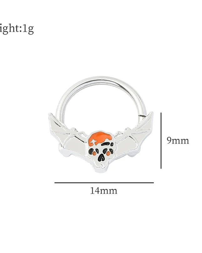 Halloween Gift Hinged Segment Nose Ring Women Ear Rings Nose Piercing Ghost Bat Ear Nose Septum Piercing Body Jewelry
