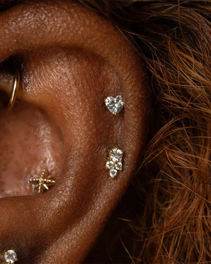 AIDE Heart Round Ball Flat Helix Piercing Earring 925 Sterling Silver Ear Studs Geometric Zircon Exquisite Trinket Studs Aretes