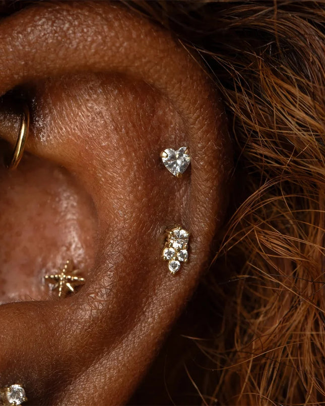 AIDE Heart Round Ball Flat Helix Piercing Earring 925 Sterling Silver Ear Studs Geometric Zircon Exquisite Trinket Studs Aretes
