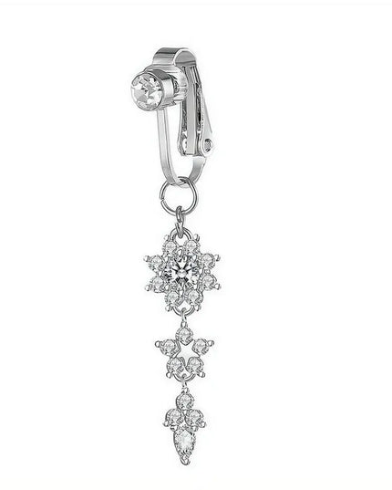 Clip On Belly Button Ring Fashion Navel Piercing Flower Pendant Belly Button Rings Belly Piercing Body Jewelry Sexy Dangle