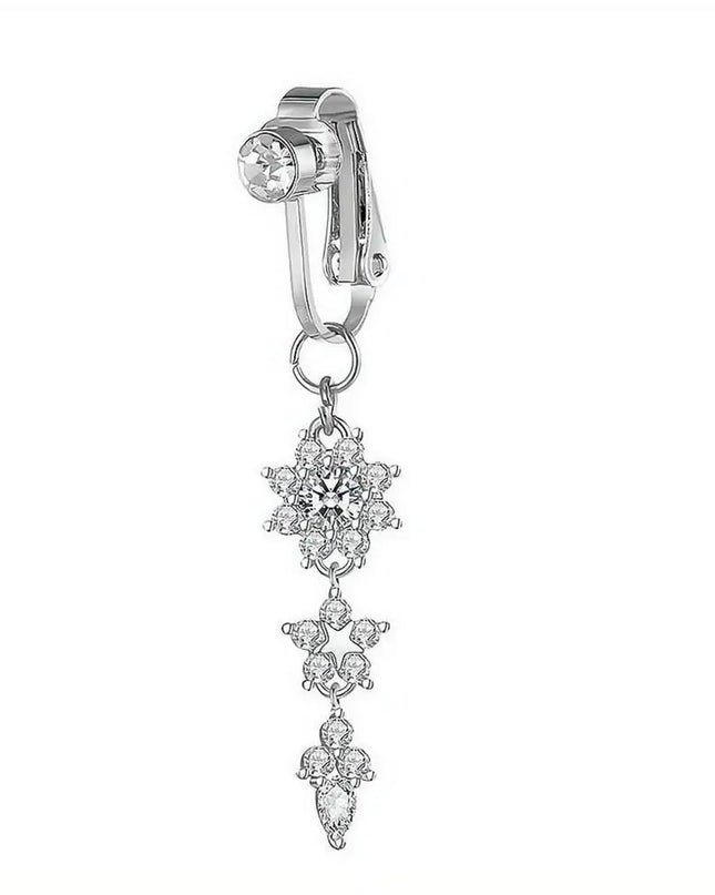 Clip On Belly Button Ring Fashion Navel Piercing Flower Pendant Belly Button Rings Belly Piercing Body Jewelry Sexy Dangle
