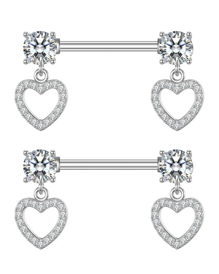2pcs Heart Bear Dangled Nipple Piercings Screwed 14G Flower Butterfly Shield Bar Barbell Nipple Ring Piercing Nombril Jewelry