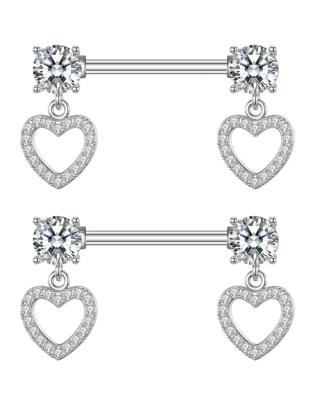 2pcs Heart Bear Dangled Nipple Piercings Screwed 14G Flower Butterfly Shield Bar Barbell Nipple Ring Piercing Nombril Jewelry