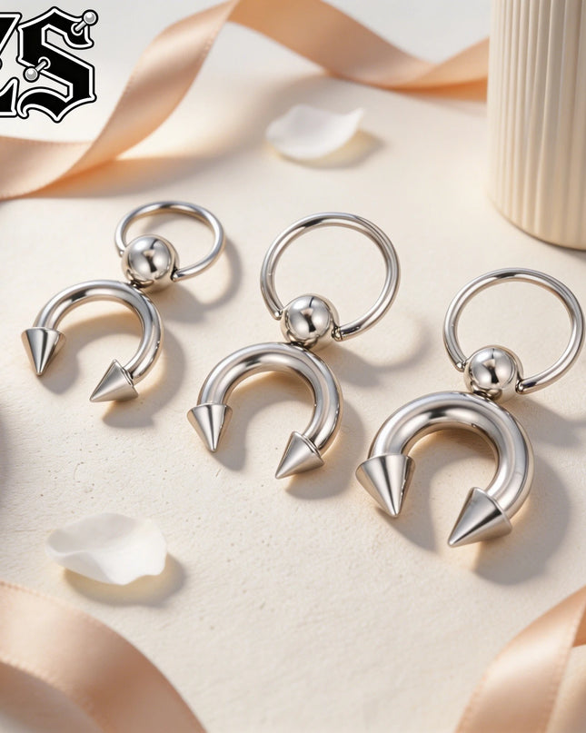 ZS 14/12G 1 PC/1 Pair Stainless Steel Nipple Rings Pendant Nipple Piercings Horseshoe Dangle Taper Private Piercing Body Jewelry