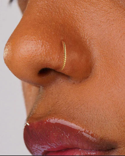 AIDE 1PC 925 Sterling Silver Pierceing Nose Ring Simple Round Twist Rope Nose Ring Women Ear Bone Ring Jewelry Nose Rings