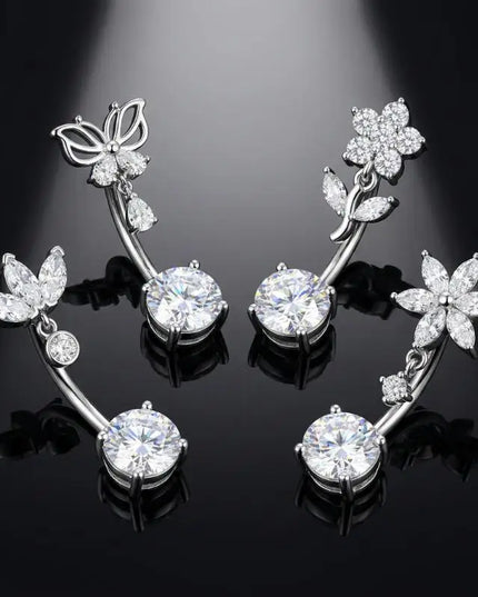 1 Pcs Stainless Steel Belly Button Rings With Shiny Butterfly Flower Dangle For Daily Wear Beach Party Piercing Jewelry Gift