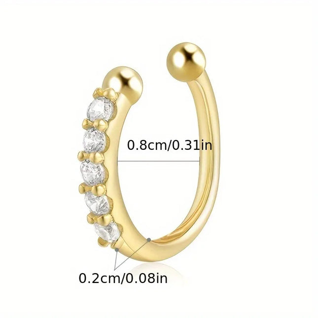 1pc Trendy Bohemian Summer Sexy Style False Nose Rings Adjustable No-Piercing Wearable, Fashion Hip-Hop Silver Nose Nail Woman