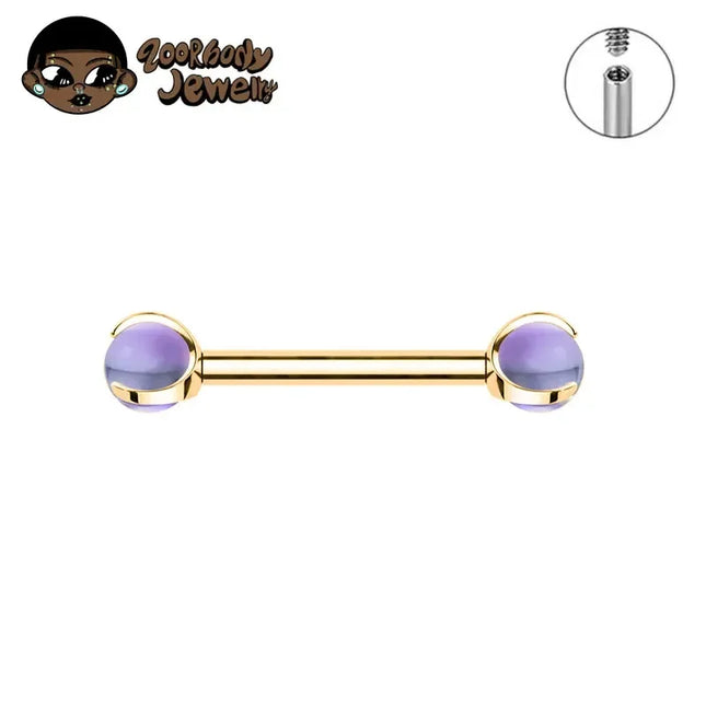 ASTM F136 Titanium Nipple Piercing 14G Internally Threaded Straight Barbell with Crystal Tongue Ring Nipple Industrial Piercing