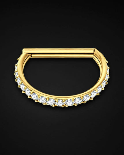 Nose Rings Titanium Clicker Ring in D Shape Style and Zirconia Conch Piercing Hoop Rook Huggie Helix Nostril Clicker