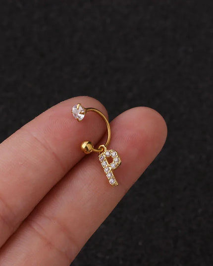 1Pc  English Letter Piercing  Tragus Piercing Jewelry Septo Nose Lip Ear Septum Cartilage Captive Hoop Ring Jewelry Pendientes