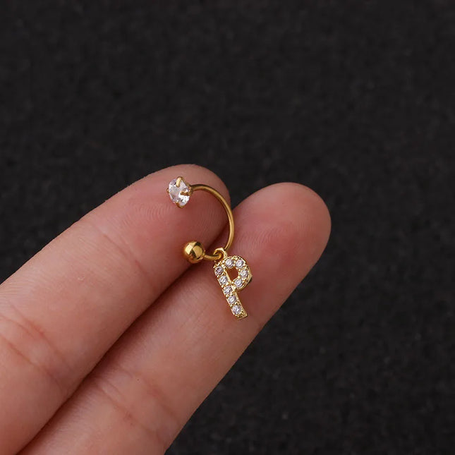 1Pc  English Letter Piercing  Tragus Piercing Jewelry Septo Nose Lip Ear Septum Cartilage Captive Hoop Ring Jewelry Pendientes