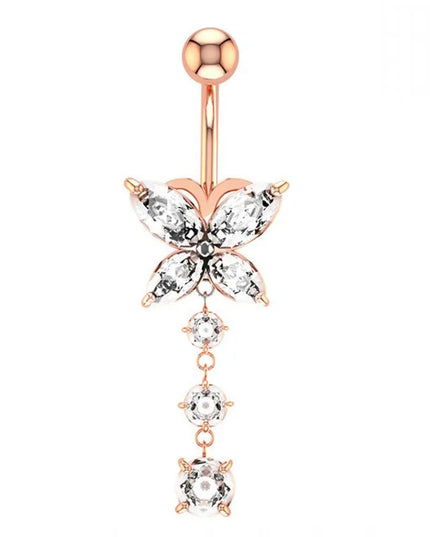 Zircon Crystal Belly Button Piercing Rings for Women Navel Ring Surgical Steel Barbell Heart Butterfly Body Piercing Jewelry