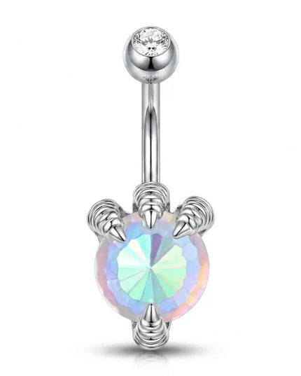 Stainless Steel Dangle Belly Button Rings For Women Shiny Cubic Zirconia Heart Butterfly Flower Navel Piercing Jewelry For Daily