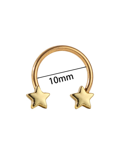 Star Shaped Septum Rings Surgical Steel Body Piercing Jewelry Vertical Star Nose Ring Jewelry Lip Rings for Women Men