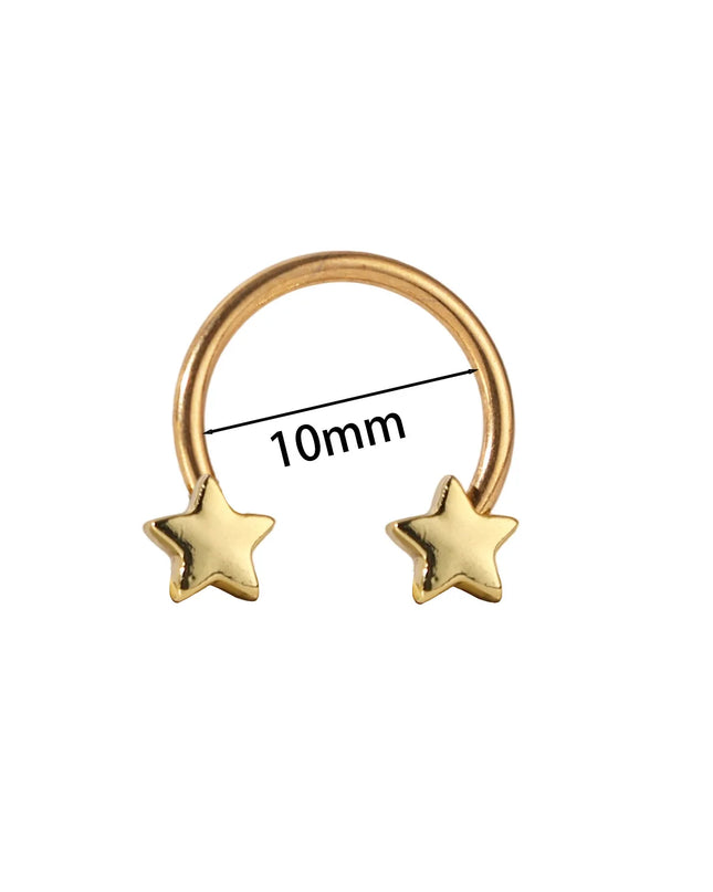 Star Shaped Septum Rings Surgical Steel Body Piercing Jewelry Vertical Star Nose Ring Jewelry Lip Rings for Women Men