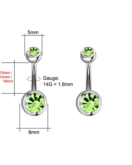 14G Belly Button Piercing Ring, Surgical Steel CZ Crystal Gem Internally Threaded Belly Button Ring Piercing Jewelry