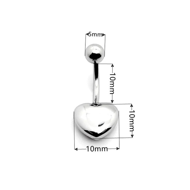 1Pcs Surgical Steel Gold /Silver Color Belly Button Piercing Heart Belly Rings  Navel Ring Cute Belly Bar Body Piercing Jewelry