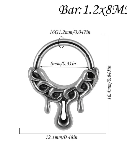 1PC Punk Many Style Black Oil Drip Hinger Septum Nose Ring Stainless Steel Ear Tragus Cartilage Daith Helix Earring Unisex Gift