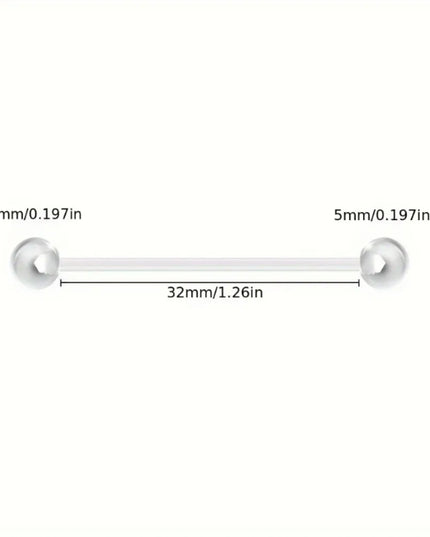 10pcs 12-38mm Clear Acrylic Barbell Piercing For Nipple Rings Tongue Industrial Stud Earrings Anti-allergy Jewelry Y2K