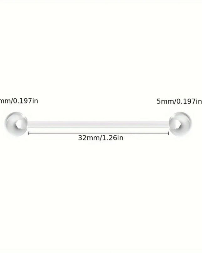10pcs 12-38mm Clear Acrylic Barbell Piercing For Nipple Rings Tongue Industrial Stud Earrings Anti-allergy Jewelry Y2K