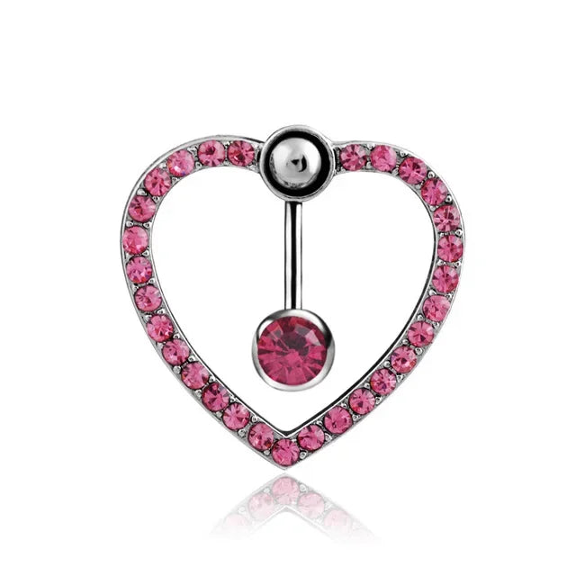 Dainsty Dangled Belly Button Rings Surgical Steel 14G Bar Navel Piercing Ring Crystal CZ Bee Flower Heart Belly Ring Ear Jewelry