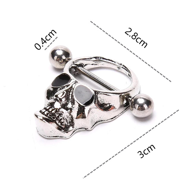 Hot! Skull Bars Nipple Ring Piercing Bar Stainless Steel Barbell Body Breast Jewelry