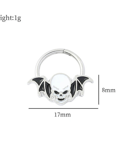 Halloween Gift Hinged Segment Nose Ring Women Ear Rings Nose Piercing Ghost Bat Ear Nose Septum Piercing Body Jewelry