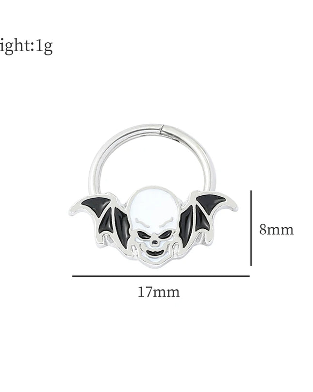Halloween Gift Hinged Segment Nose Ring Women Ear Rings Nose Piercing Ghost Bat Ear Nose Septum Piercing Body Jewelry