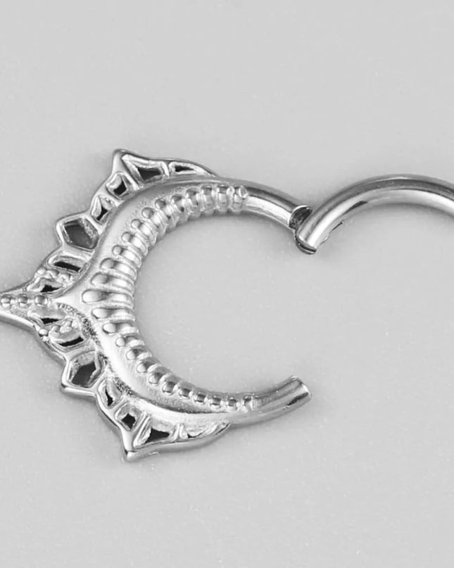 Giga 1PCS Vintage Stainless Steel Nose Rings Hinged Septum Earrings Cartilage Tragus Helix Hoops Body Piercing Jewelry