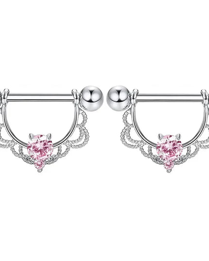 Pink Heart Nipple Piercing Barbell Set Shiny Crystal Nipple Rings Bulk For Women Flower Nippel Jewelry Pack Piercing Teton Lots