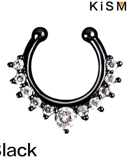 1PC Fashion Rhinestone Nose Ring Lip Ring Faux Septum Rings Unisex Jewelry Perfect for Women Men Stylish Earring Set