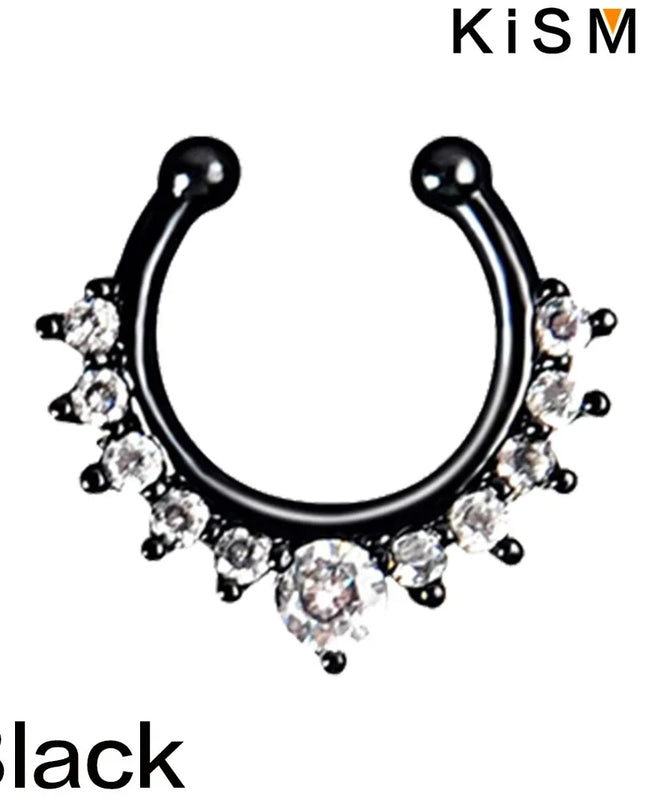 1PC Fashion Rhinestone Nose Ring Lip Ring Faux Septum Rings Unisex Jewelry Perfect for Women Men Stylish Earring Set