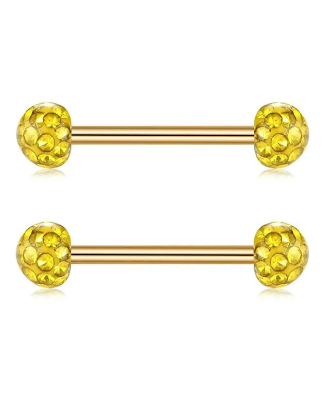 2pcs/8pcs Stainless Steel Nipple Ring Set with Rhinestones Round Balls Piercing For Woman Man Tongue Nail Stud Jewelry