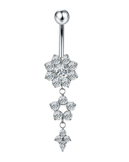 1Pc Titanium Zircon Belly Button Ring Round Heart Flower Navel Piercing Nombril Jewelry 14G Belly Piercing Ombligo