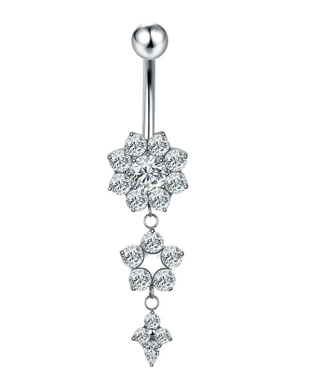 1Pc Titanium Zircon Belly Button Ring Round Heart Flower Navel Piercing Nombril Jewelry 14G Belly Piercing Ombligo