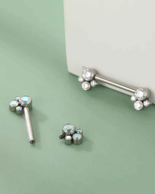 1Pc Titanium Nipple Barbell Piercing Zircon Nipple Ring with Pendant Bar Piercing Internally Threaded Women Body Accessaries