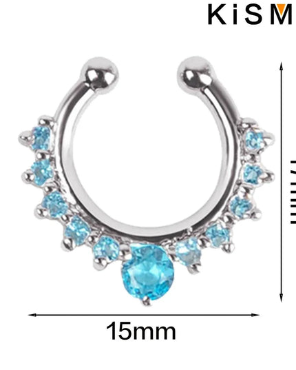 1PC Fashion Rhinestone Nose Ring Lip Ring Faux Septum Rings Unisex Jewelry Perfect for Women Men Stylish Earring Set