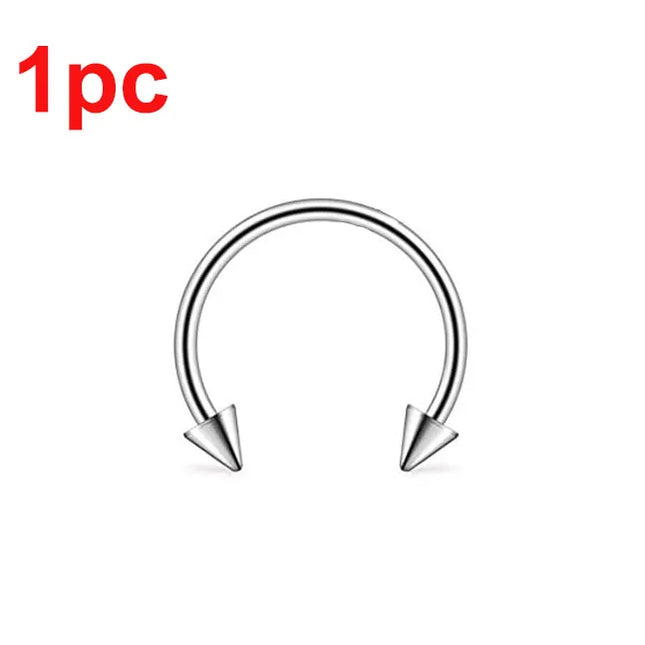 Punk C Shape Steel Nose Ring Horseshoe Lip Ring puncture Hook Clip Earrings Septum  No Allergic Body Piercing Jewelry Nose Rings