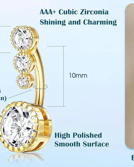 Bobisty Belly Button Bar for Women 316L Surgical Stainless Steel Button Piercing Belly Button Rings Navel Belly Piercing Jewelry