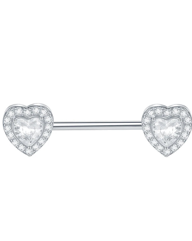 1PC Surgical Steel CZ Nipple Rings Piercing 14G Paved Zircon Heart Nipple Shield Rings Sexy Nipple Mamilo Piercing Women Jewelry