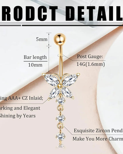Bobisty Navel Rings for Women Navel Stainless Steel Snake Evil Eye Heart CZ Belly Button Navel Rings Belly Piercing Jewelry