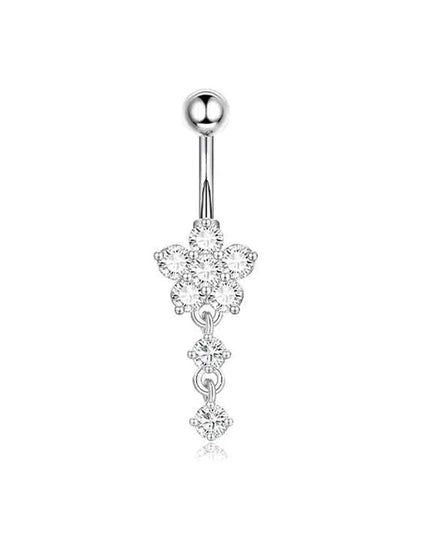 Dangle Belly Button Rings, 14G 316L Stainless Surgical Steel Cubic Zirconia Butterfly Heart Navel Ring Piercing Jewelry Barbells
