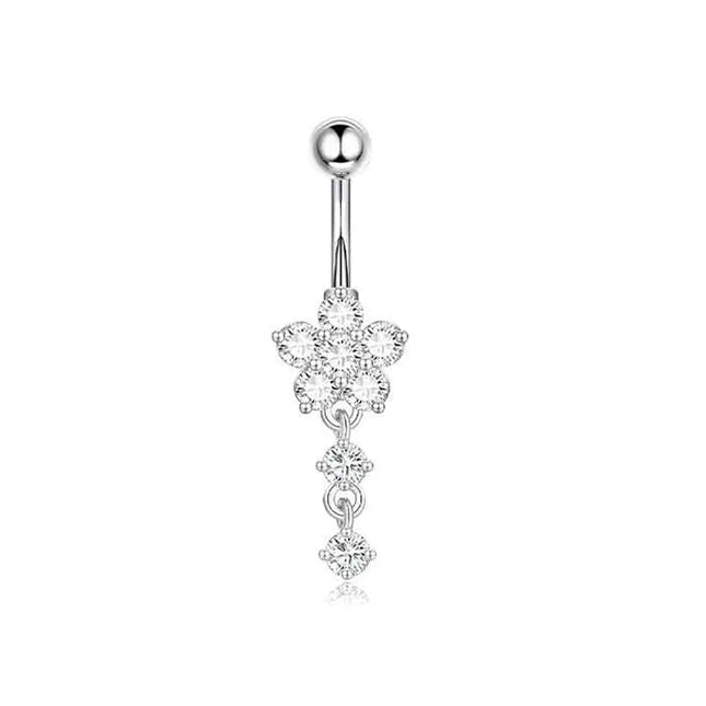 Dangle Belly Button Rings, 14G 316L Stainless Surgical Steel Cubic Zirconia Butterfly Heart Navel Ring Piercing Jewelry Barbells