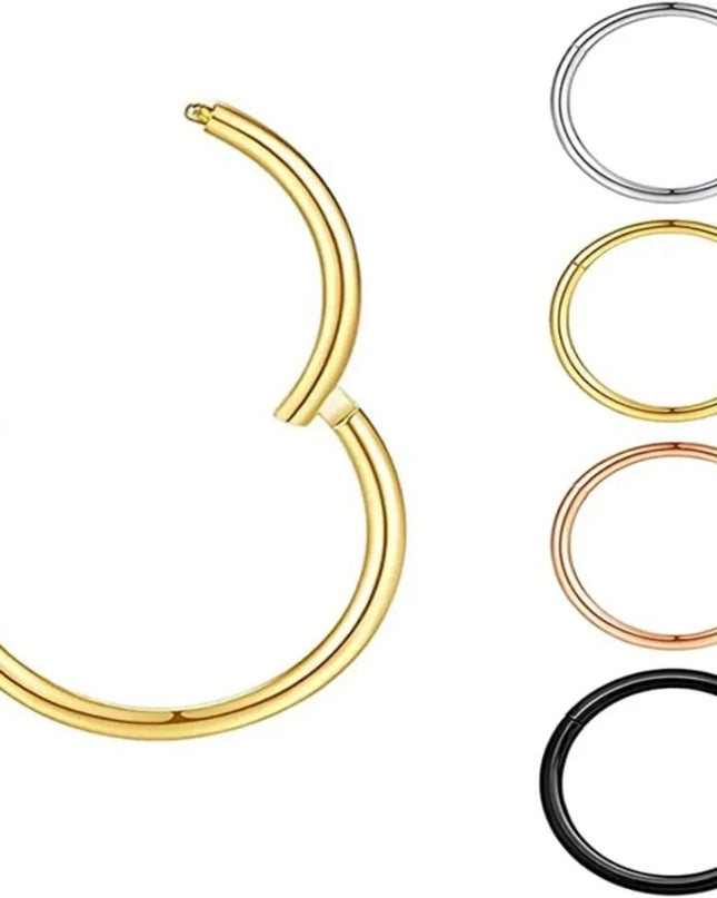 Classic Punk Stainless Steel Piercing Seamless Connection Nose Ring for Women Men Hip Hop Body Piercing Jewelry Not Allergic