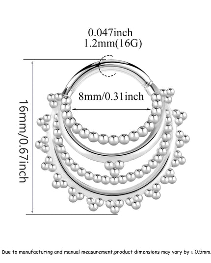 Doearko1PCS Elegant  Nose Rings Stainless Steel  Round Thorns Nose Rings Cartilage Hoop Earrings Segment Septum Clickers